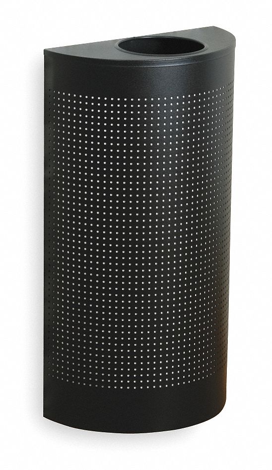 TRASH CAN,HALF ROUND,12 GAL.,BLACK