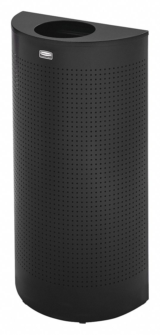 TRASH CAN,HALF ROUND,12 GAL.,BLACK