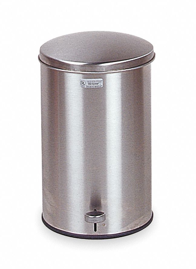 Bote de basura con tapa – Bote de basura pregalvanizado con tapa redonda,  acero, 20 galones, gris, se vende como 1 unidad – Bote de basura de metal –