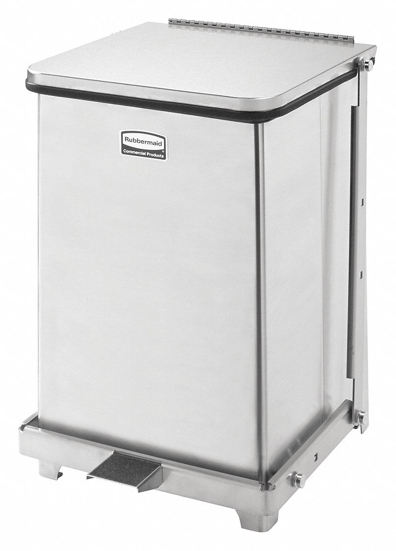RUBBERMAID COMMERCIAL PRODUCTS, Stainless Steel, 7 gal Capacity, Step ...