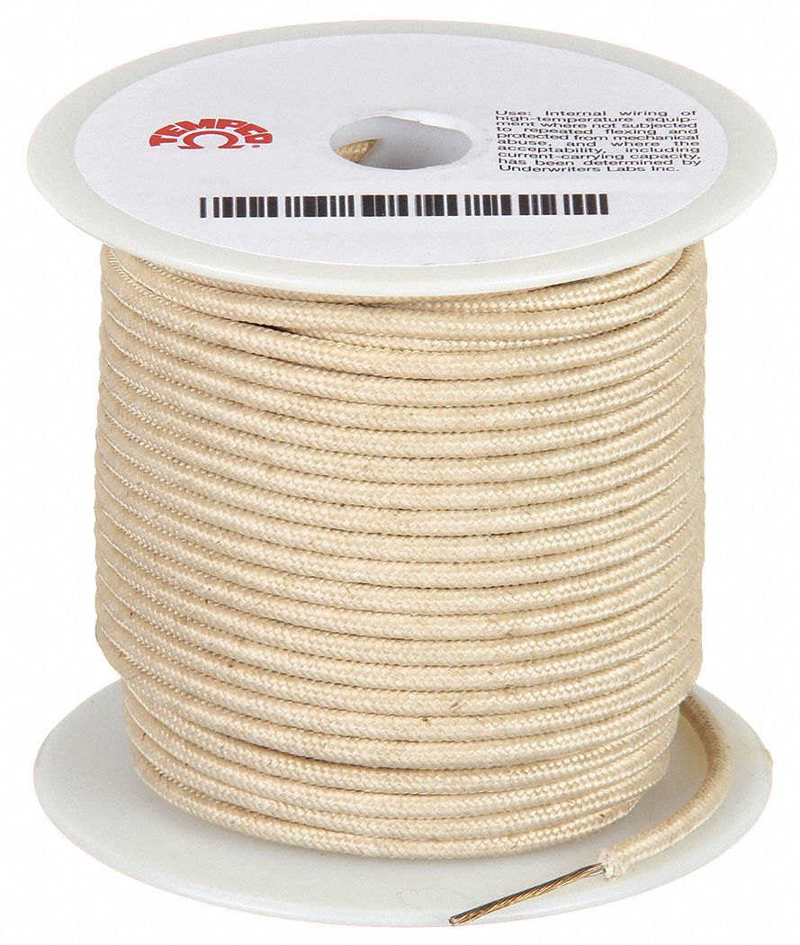 HIGH TEMPERATURE LEAD WIRE, 18 AWG WIRE SIZE, NATURAL, 250 FT LENGTH