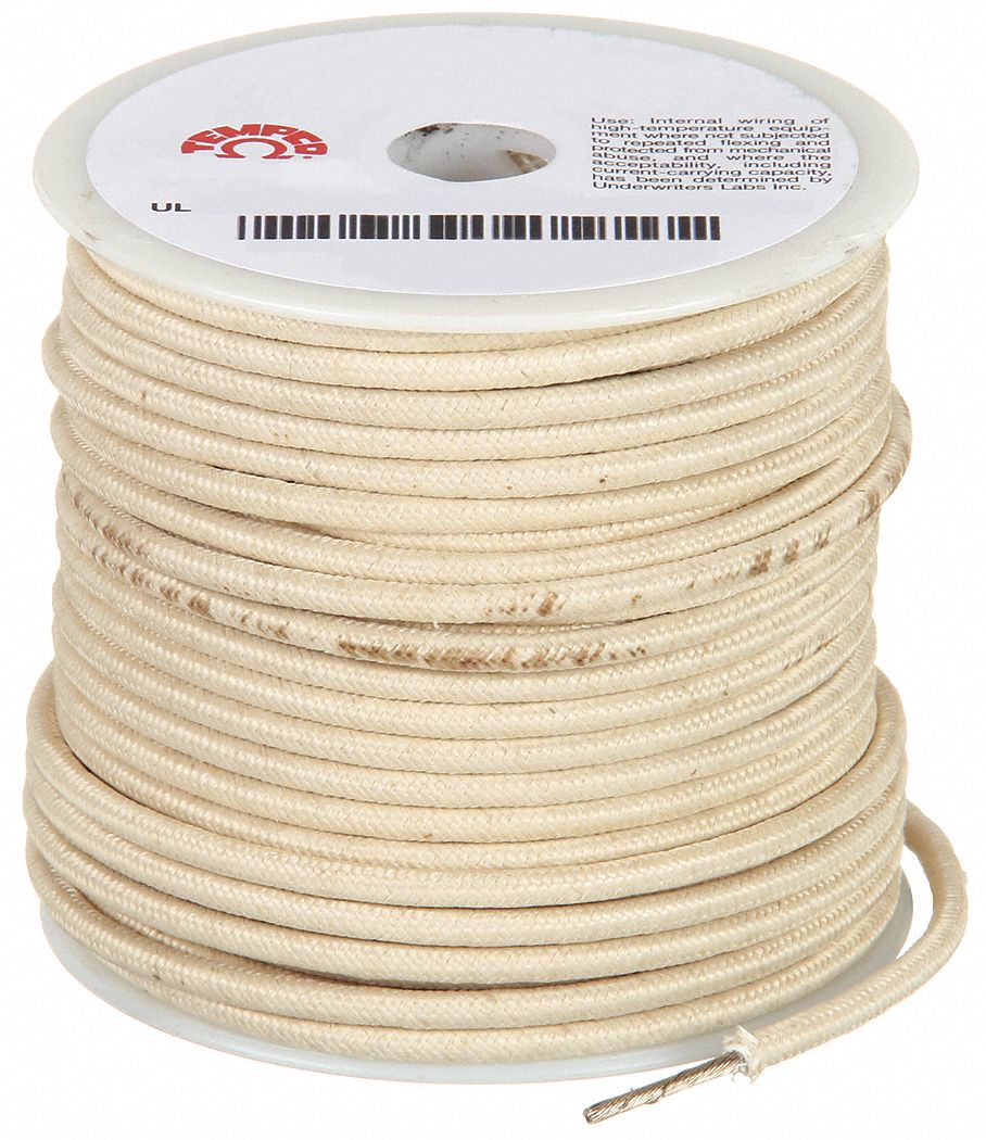 HIGH TEMPERATURE LEAD WIRE, 14 AWG WIRE SIZE, NATURAL, 100 FT L, MG