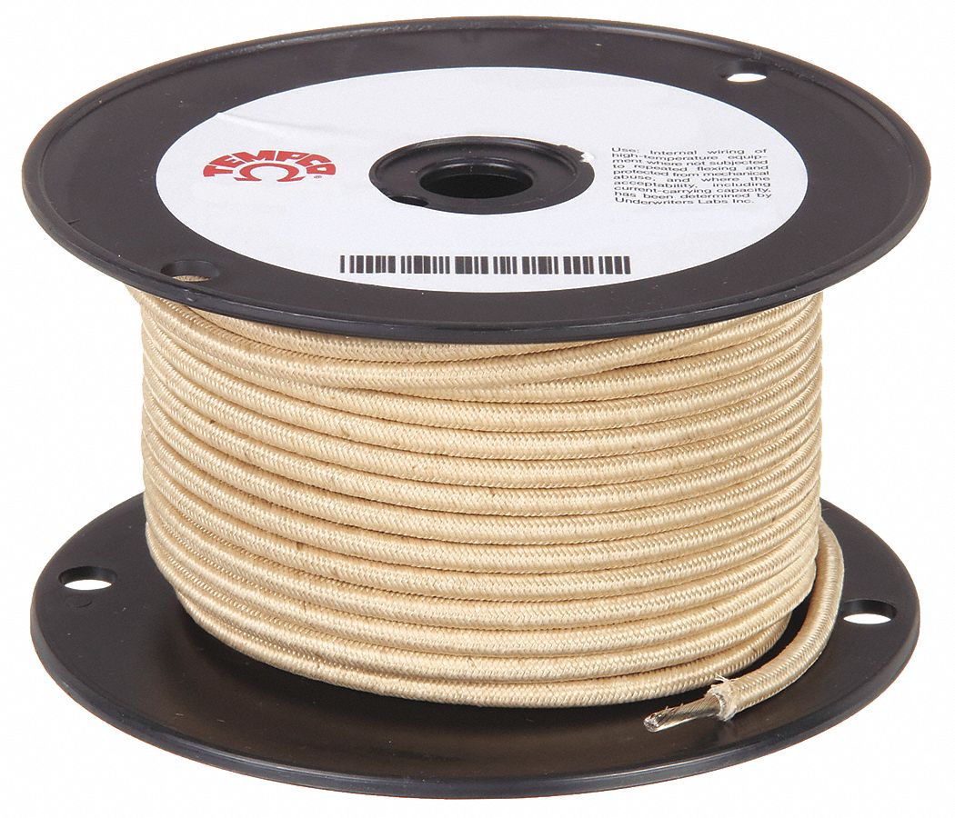 HIGH TEMPERATURE LEAD WIRE, 10 AWG WIRE SIZE, NATURAL, 100 FT LENGTH