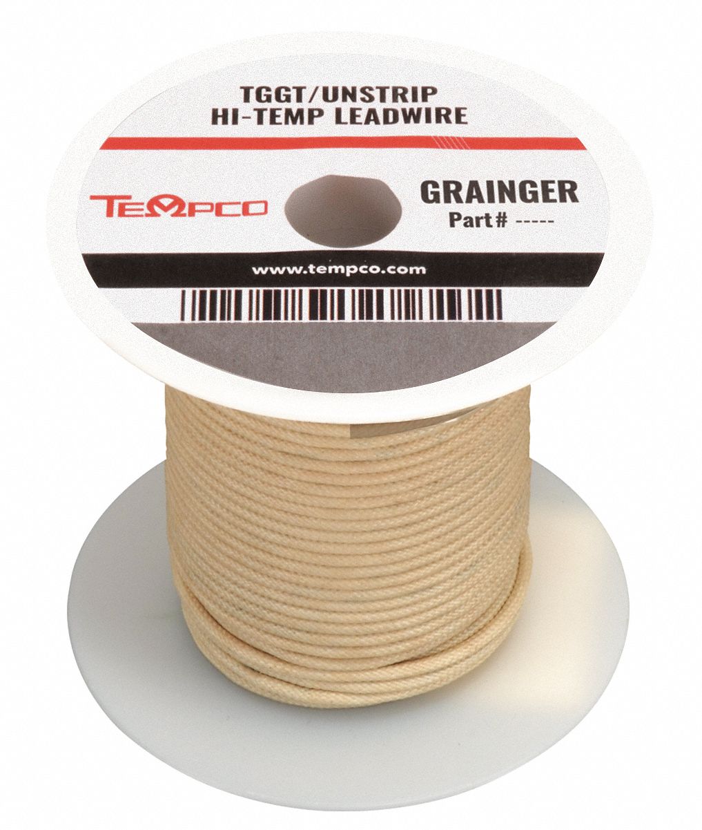 HIGH TEMPERATURE LEAD WIRE, 16 AWG WIRE SIZE, NATURAL, 100 FT LENGTH