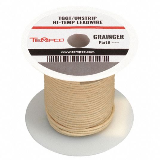 TEMPCO, 16 AWG Wire Size, Natural, High Temp Lead Wire - 2KE37