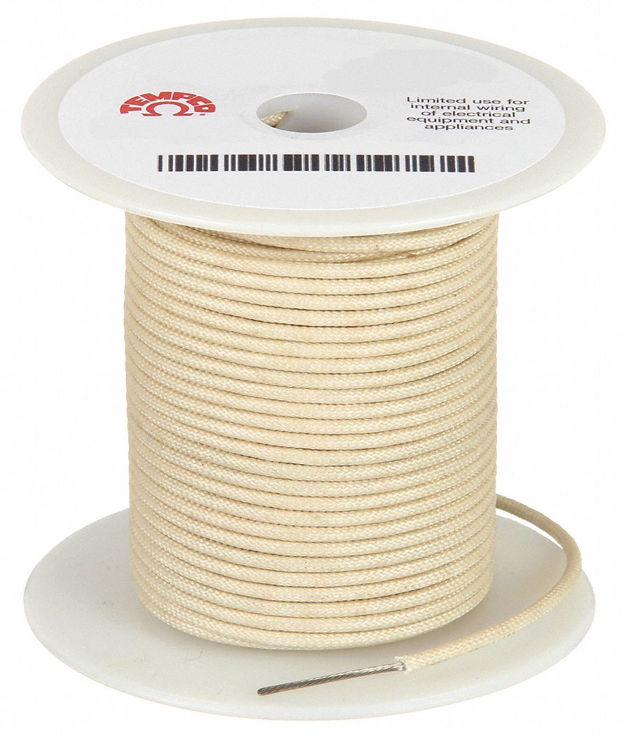 HIGH TEMPERATURE LEAD WIRE, 18 AWG WIRE SIZE, NATURAL, 100 FT LENGTH