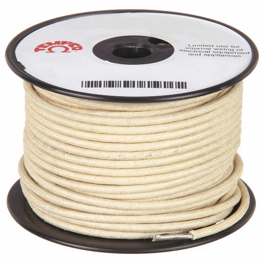 Tempco LDWR-1024 High Temp Lead Wire, 10AWG, 100ft, Natural