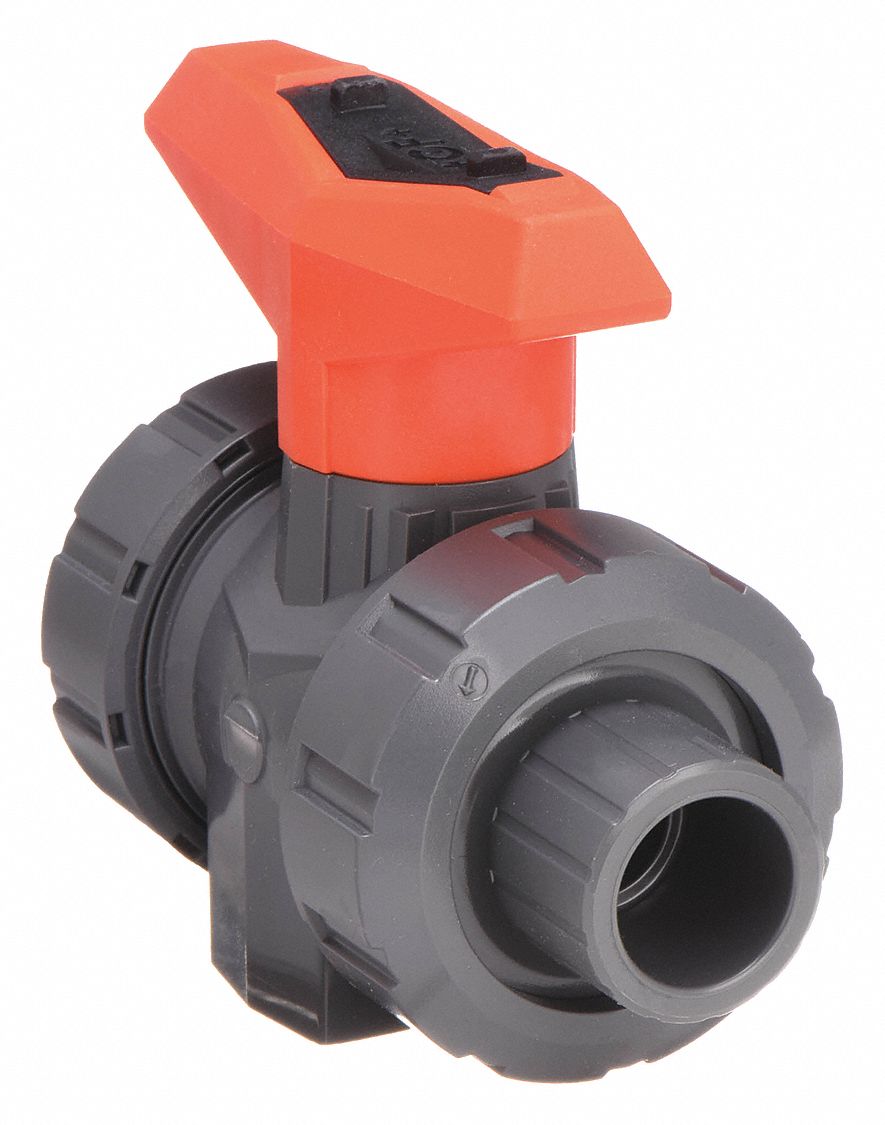 MANUAL TWO-WAY BALL VALVE: ¾ IN, PVC, STRAIGHT, SOCKET X FNPT, TWO-PIECE, LEVER