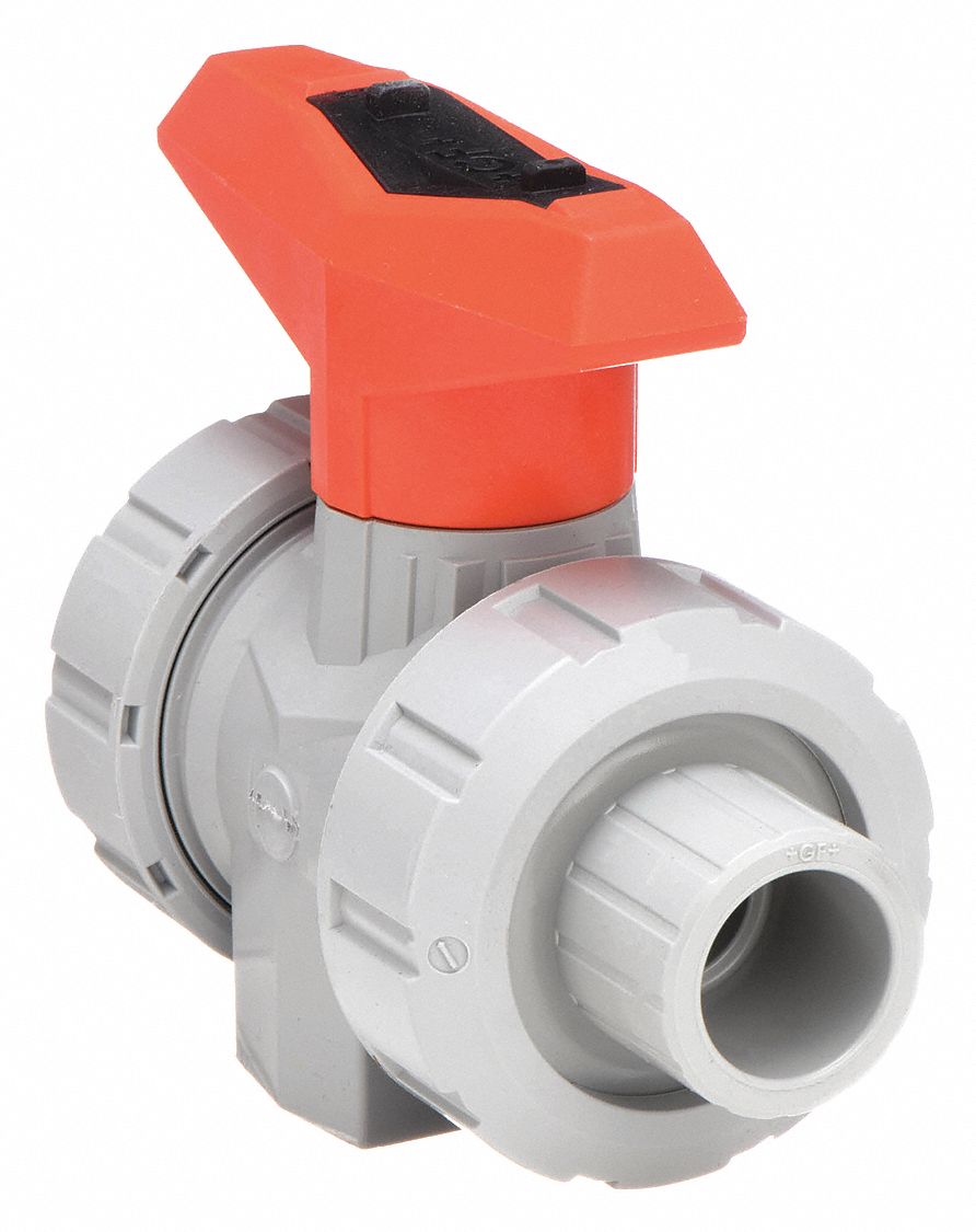 MANUAL TWO-WAY BALL VALVE: 1 IN, CPVC, STRAIGHT, 16 BAR MAX. PRESSURE (CWP), TEE
