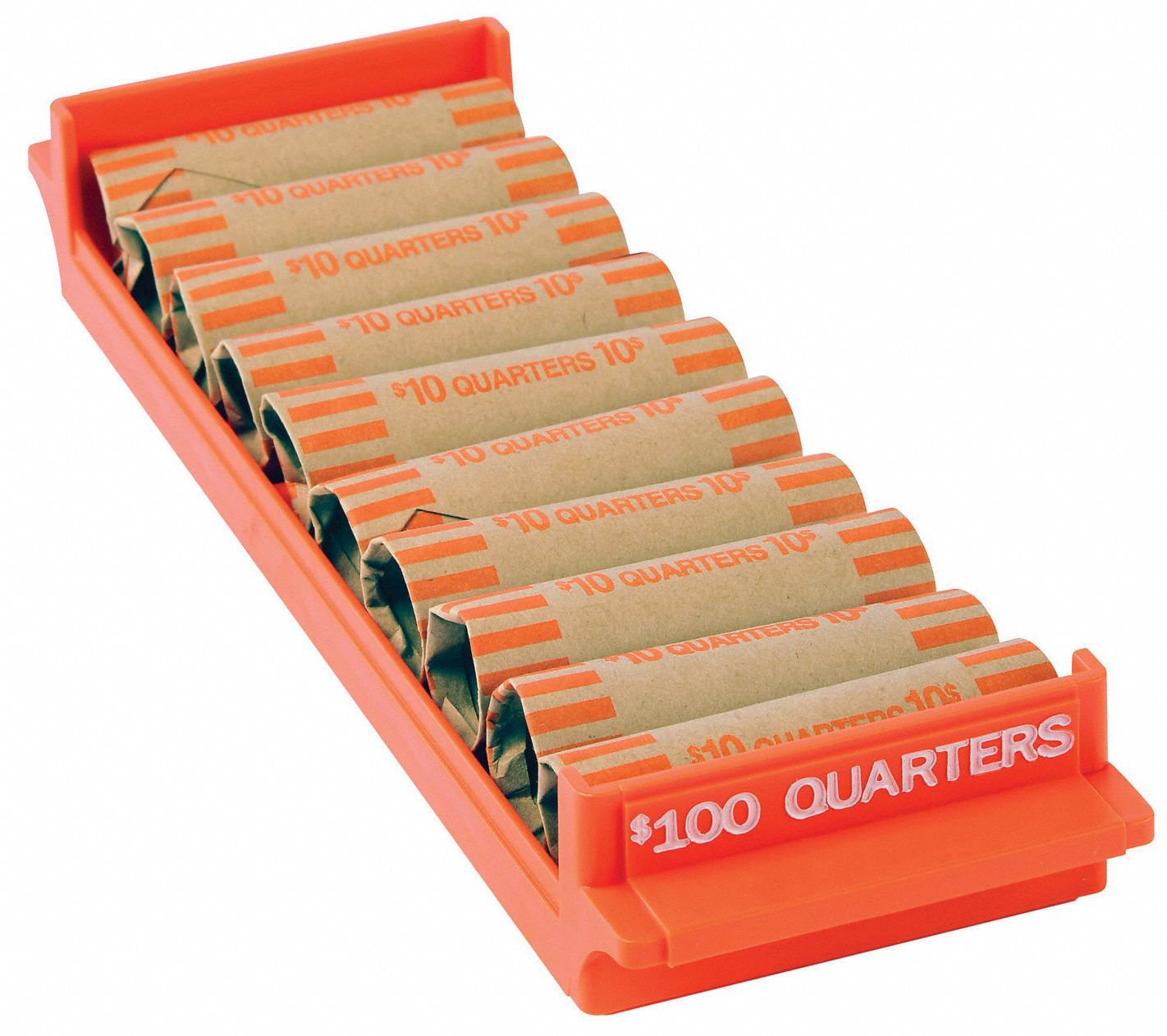 MMF INDUSTRIES Rolled Coin Storage Tray Quarters, 100 2KED1