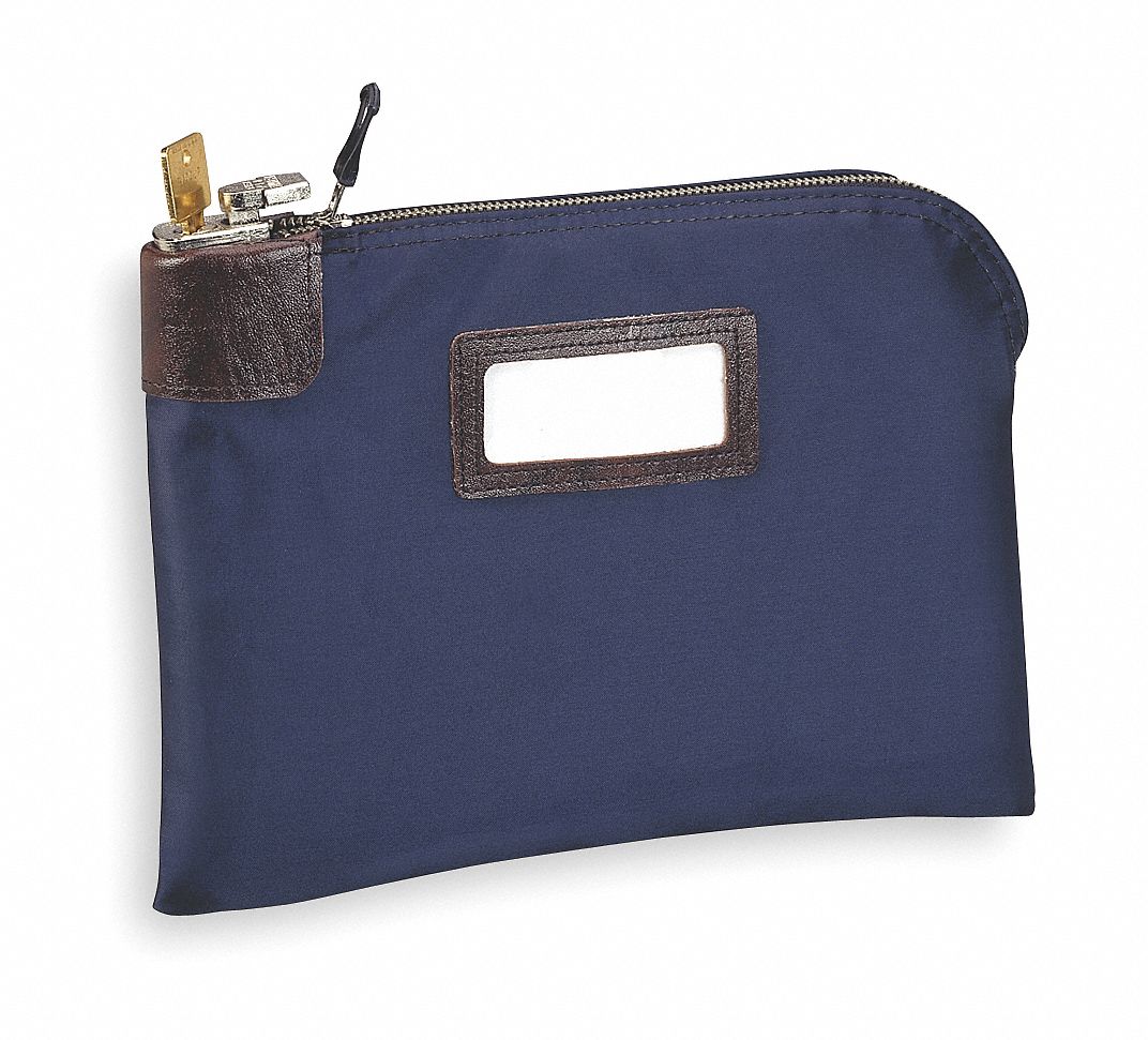 MMF INDUSTRIES Navy Locking Security Bag, Vinyl 2KEE32330981W08