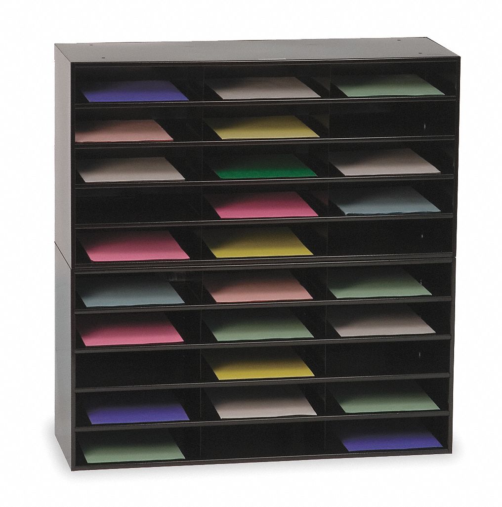 Horizontal Literature Organizer, Black, Steel, 35 1/2 in Height, 33 3/4