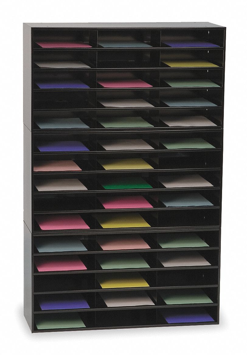 Horizontal Literature Organizer, Black, Steel, 53 1/4 in Height, 33 3/4 in Width Grainger