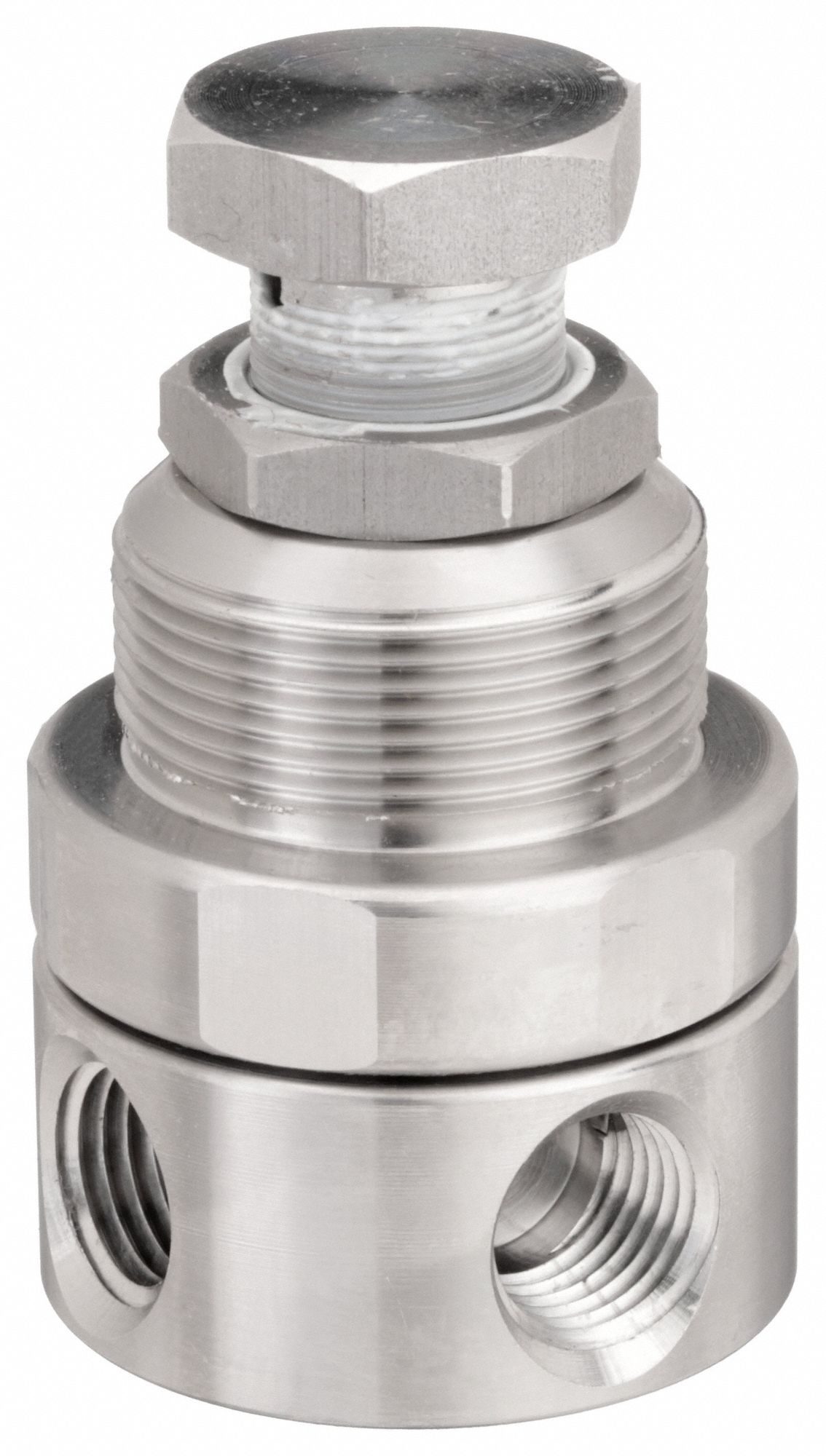 Compressed Air Regulator: 316 Stainless Steel, 1/4 in NPT, 12 cfm, 0 psi to 125 psi, Knob