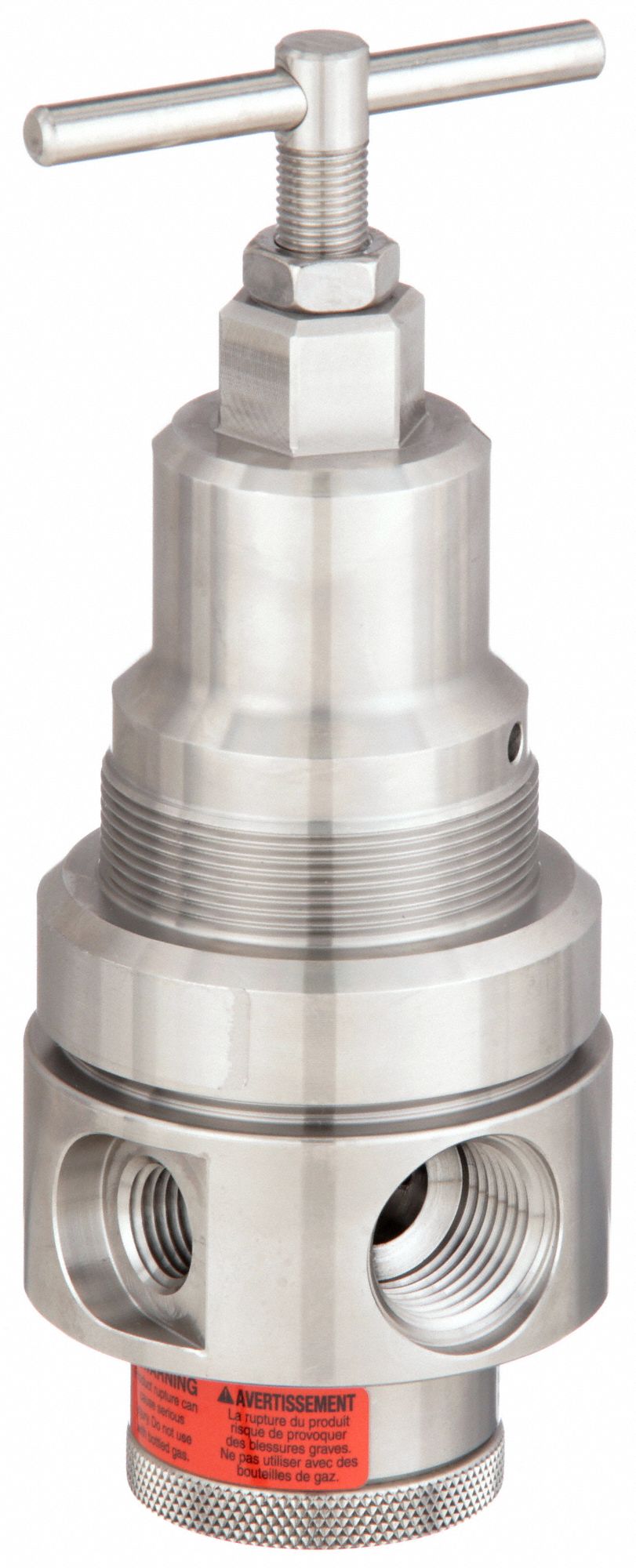 Compressed Air Regulator: 316 Stainless Steel, 1/2 in NPT, 80 cfm, 0 psi to 125 psi, Knob