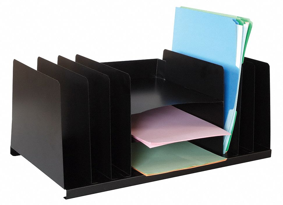 GRAINGER APPROVED File Holder, Black, 9 Compartments 2KEK92KEK9