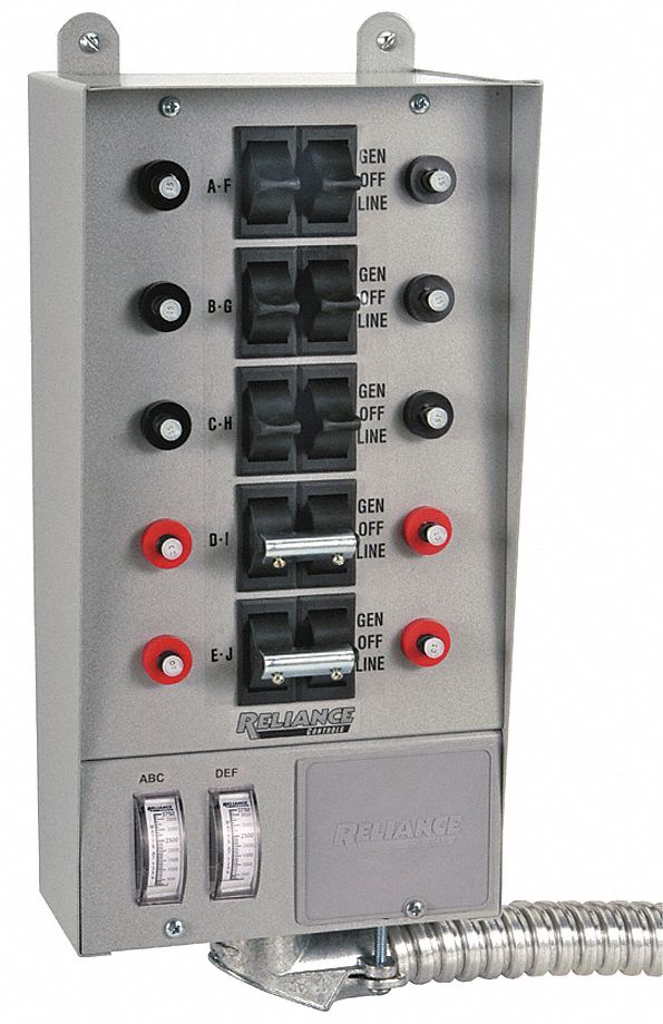 Manual Transfer Switch: 125/250, 7 in Wd, 30 A Max. Amps, 1, 13 3/4 in Ht, 4 1/2 in Dp
