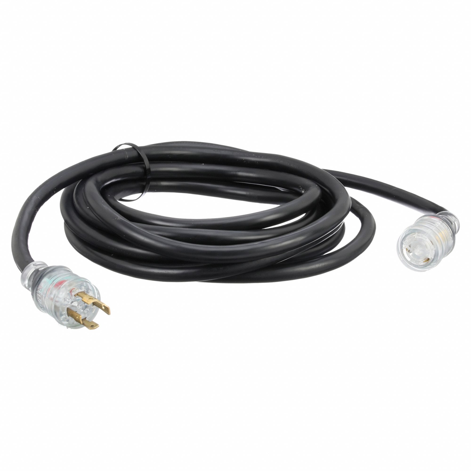 Generator Power Cord: Transfer Switch Cord, 20 ft Cord Lg, 125/250V AC, 30 A Current Rating