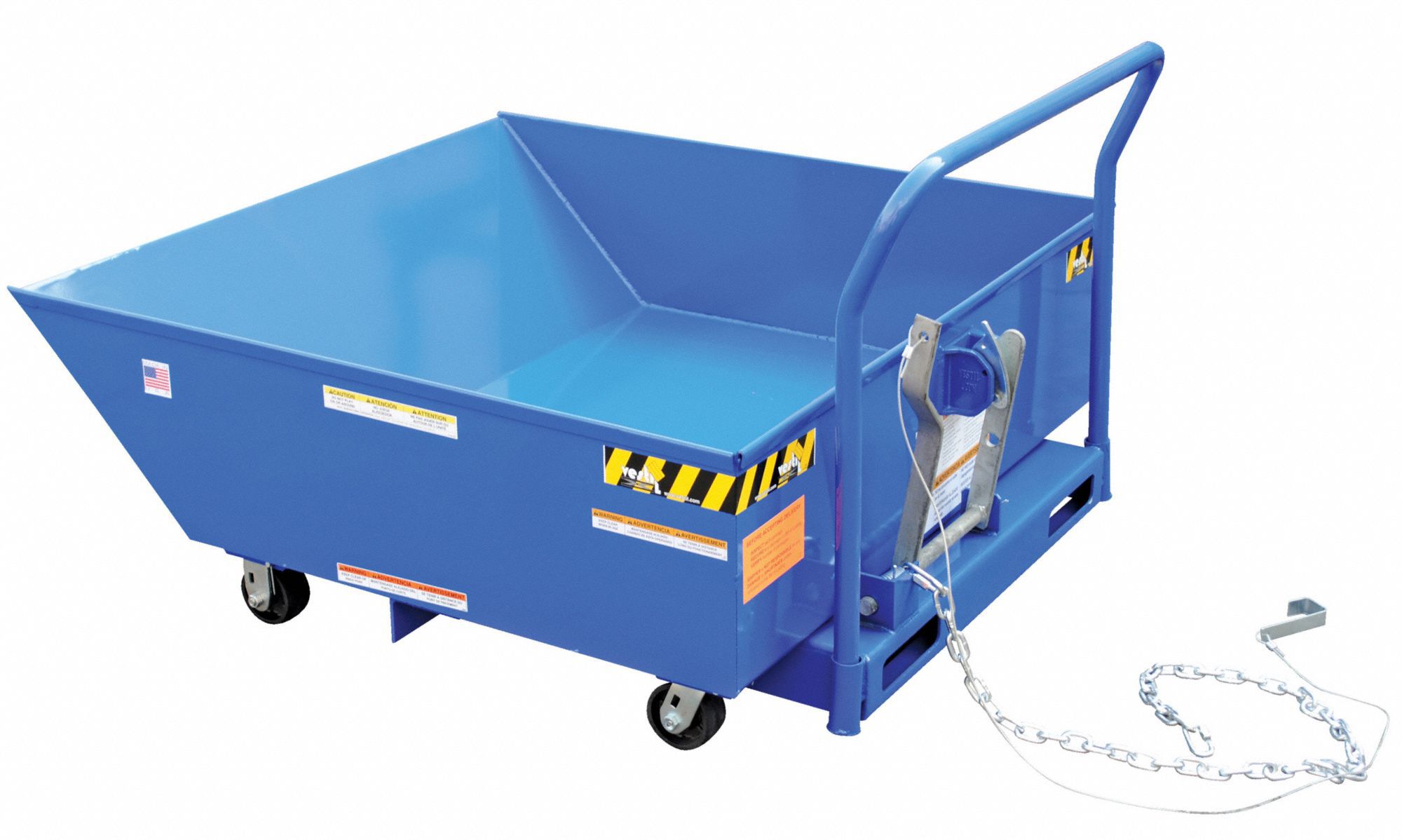 GRAINGER APPROVED Blue SelfDumping Hopper, 13.5 cu ft, 2,000 lb Load