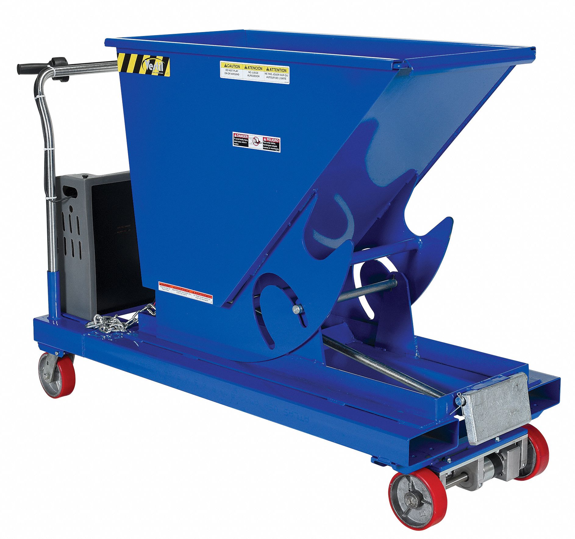 GRAINGER APPROVED Blue SelfDumping Hopper, 7.0 cu ft, 1,500 lb Load