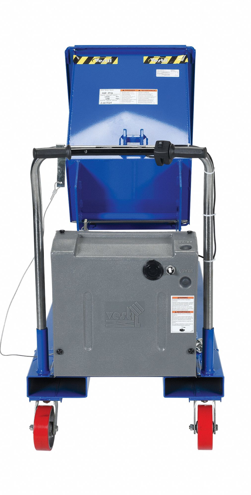 GRAINGER APPROVED Blue SelfDumping Hopper, 7.0 cu ft, 1,500 lb Load