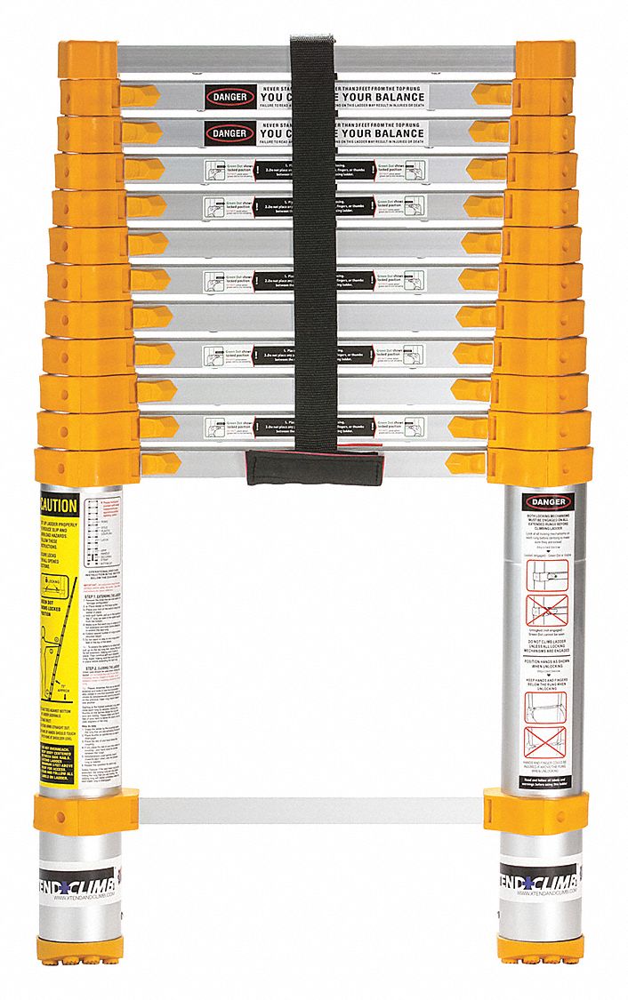 12 ft 6 in Extended Ladder Height Telescoping Ladder, 225 lb Load
