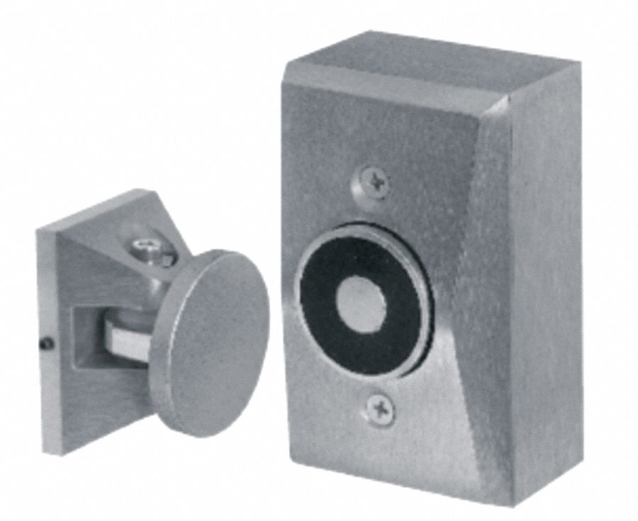 EDWARDS SIGNALING Electromagnetic Door Holder: Powder Epoxy Aluminum,  4-1/16 in, 25 to 50 lb