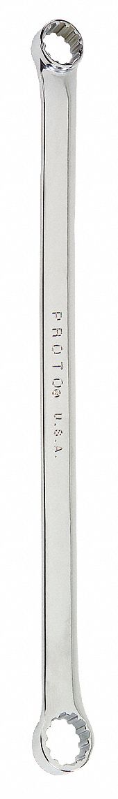 BOX END WRENCH, ALLOY STEEL, SILVER HANDLE, &frac14; IN, 5/16 IN HEAD, &frac14; IN HEAD THICKNESS, SAE, CHROME, 15 &deg;  OFFSET, 7&frac14; IN L