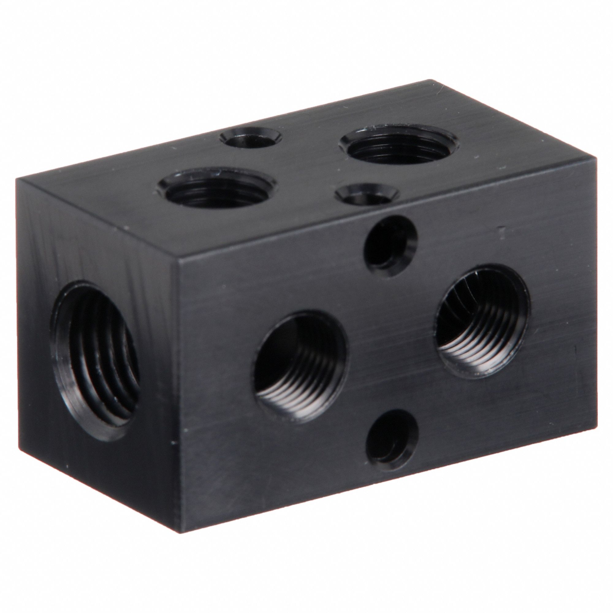 Pipe Manifold Fitting: Right-Angle, NPT x NPT, Rectangle, Aluminum, 1/4 in NPT