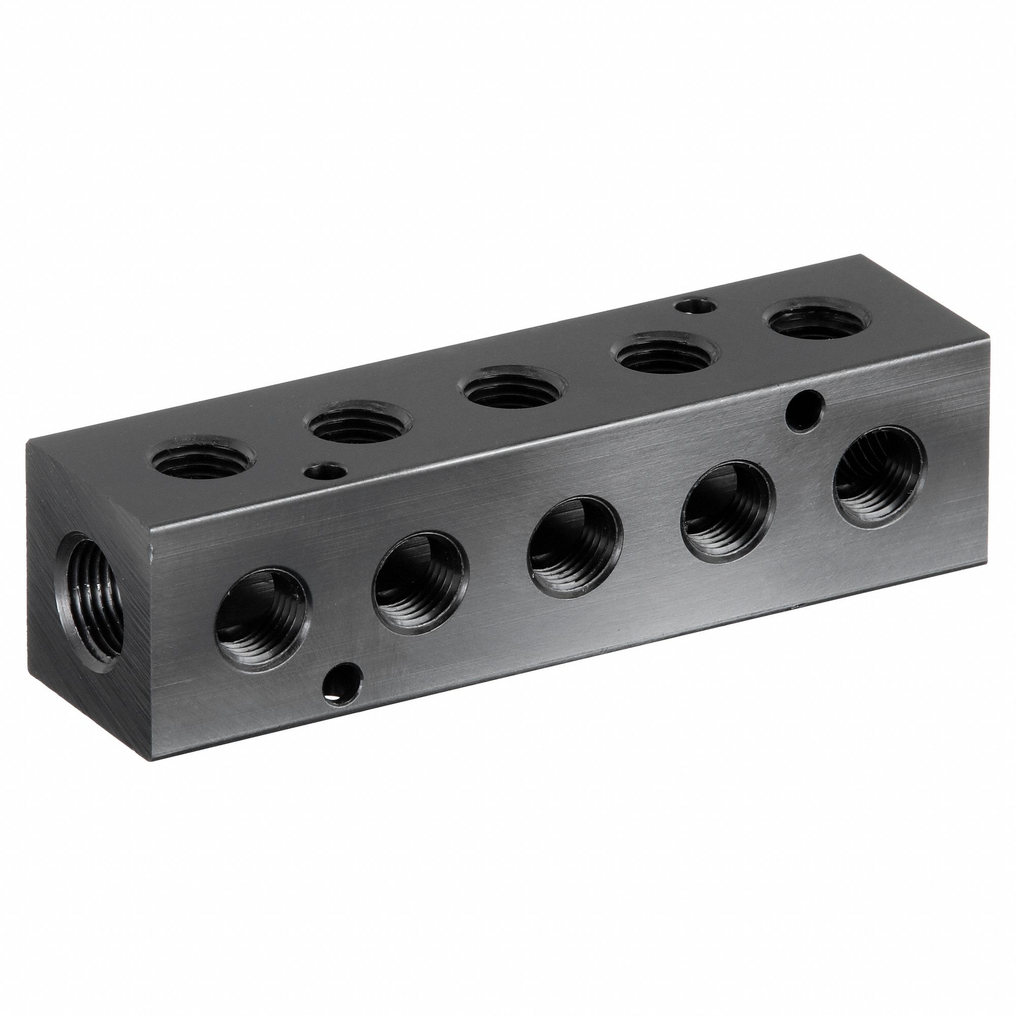 Pipe Manifold Fitting: Right-Angle, NPT x NPT, Rectangle, Aluminum, 3/8 in NPT