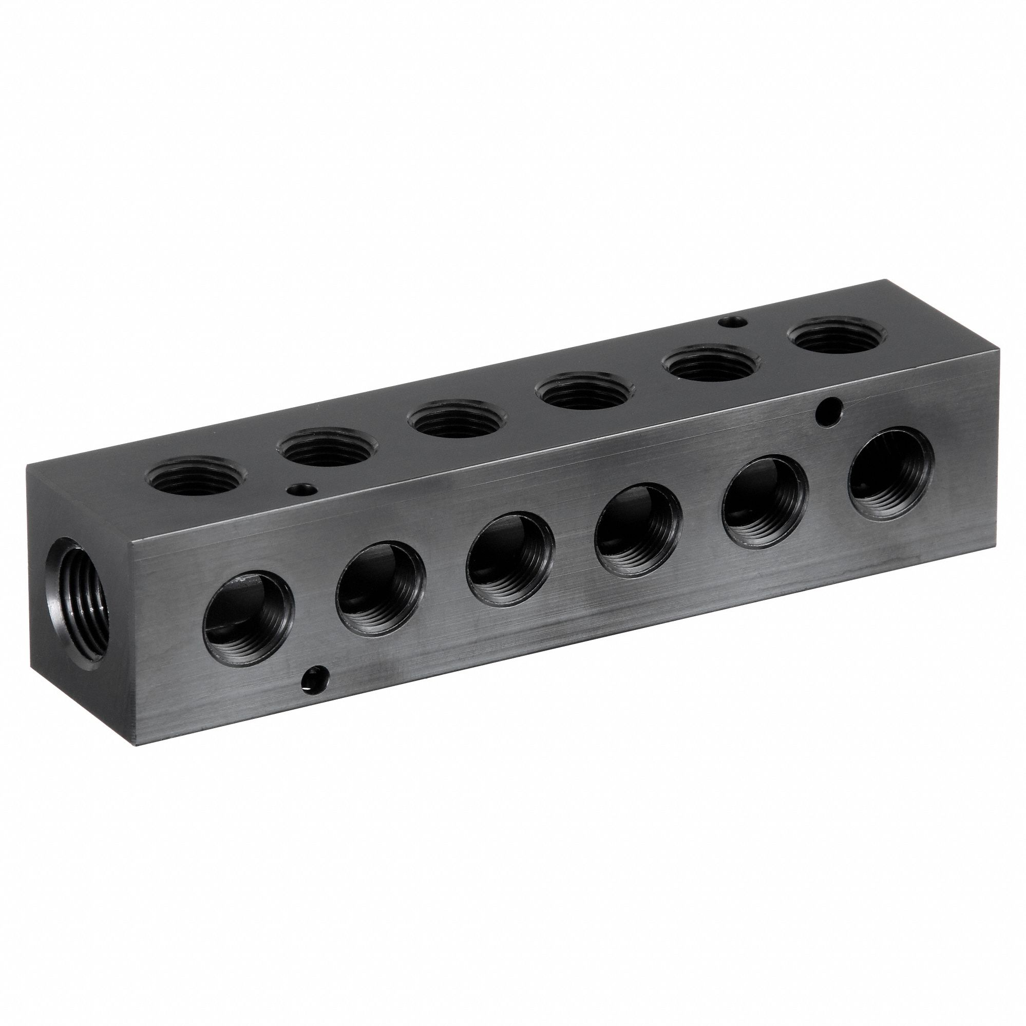 Pipe Manifold Fitting: Right-Angle, NPT x NPT, Rectangle, Aluminum, 1/2 in NPT