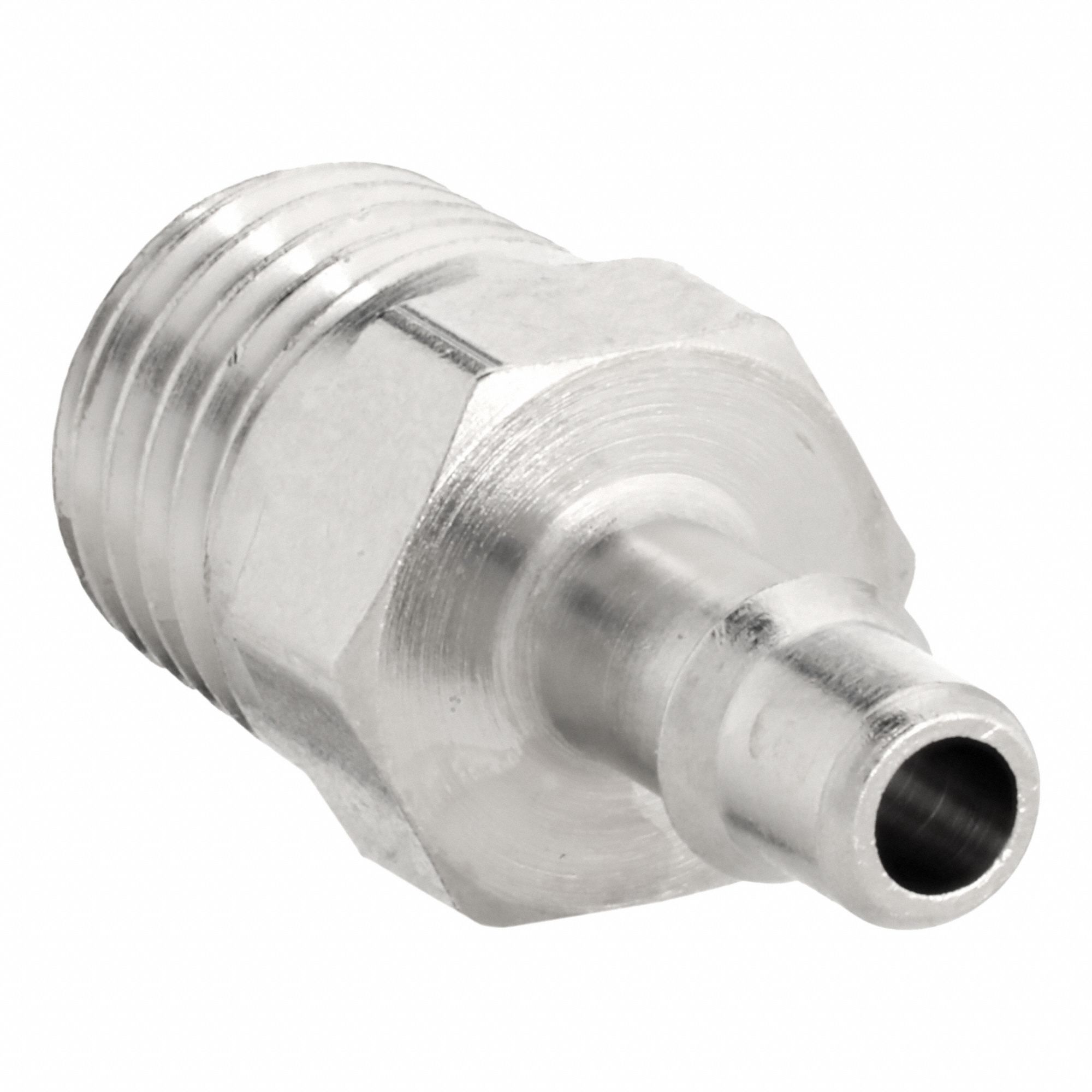 Barbed Fitting Adapter: 1/8 in ID Size, Barbed x MNPT, Brass, 23/32 in Overall Lg