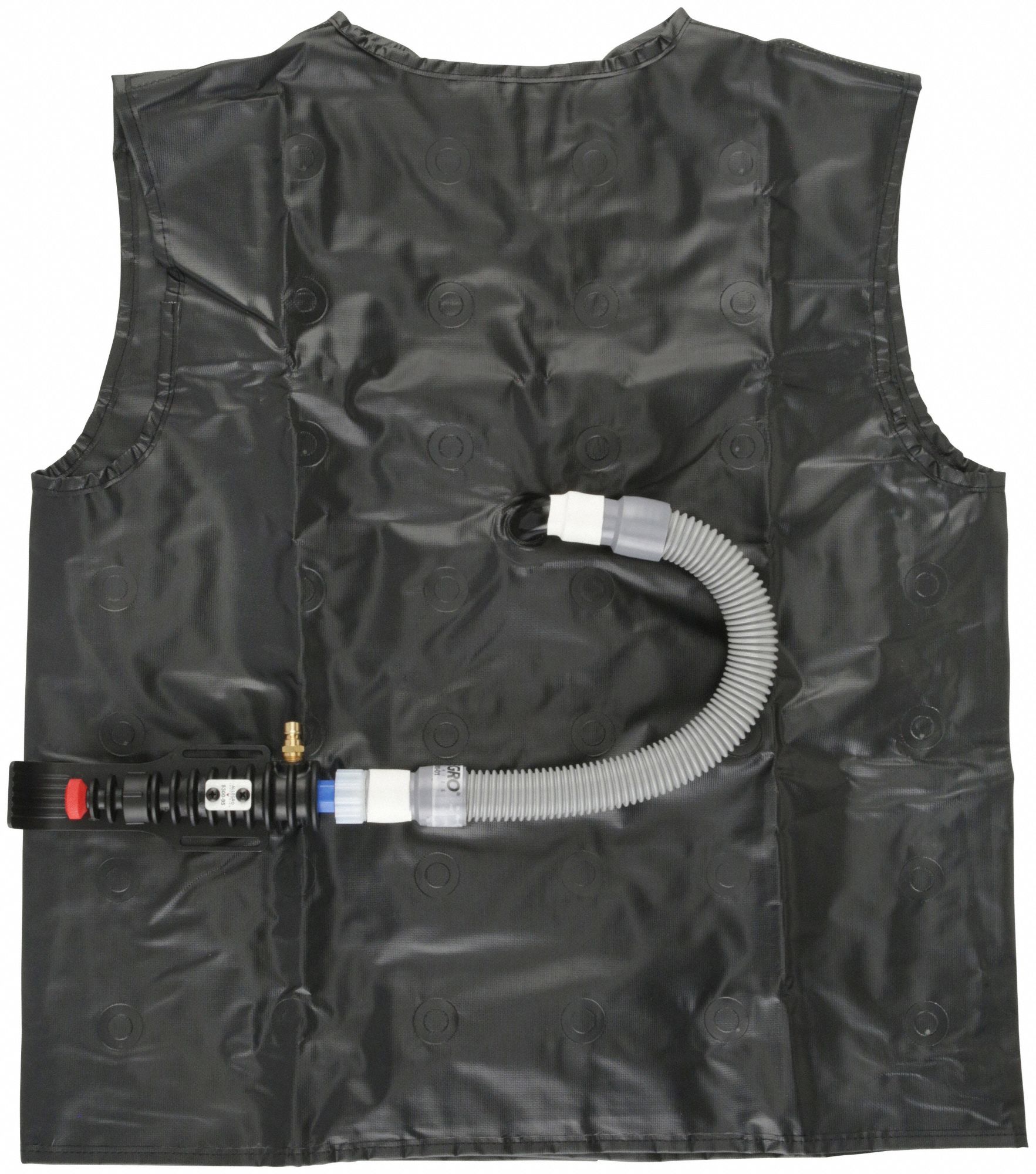 Cooling Vest: Compressed Air, L, Black, PVA, Continuous, Hook-and-Loop, Male, Continuous