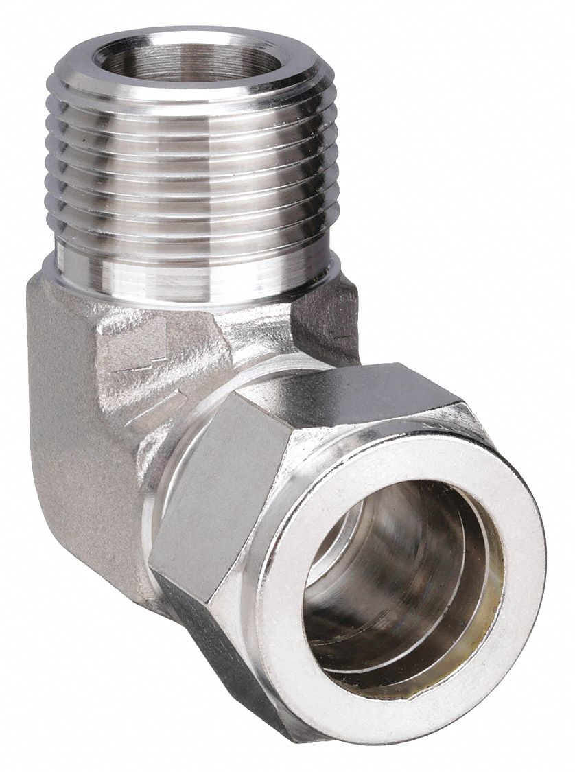 Compression Fitting Elbow: 1 in OD x 1 in Pipe Fitting Size, Compression x MNPT