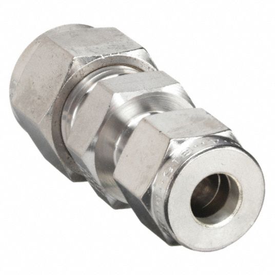 Reducing Union: 316 Stainless Steel, Compression x Compression, For 1/2 in  x 3/8 in Tube OD