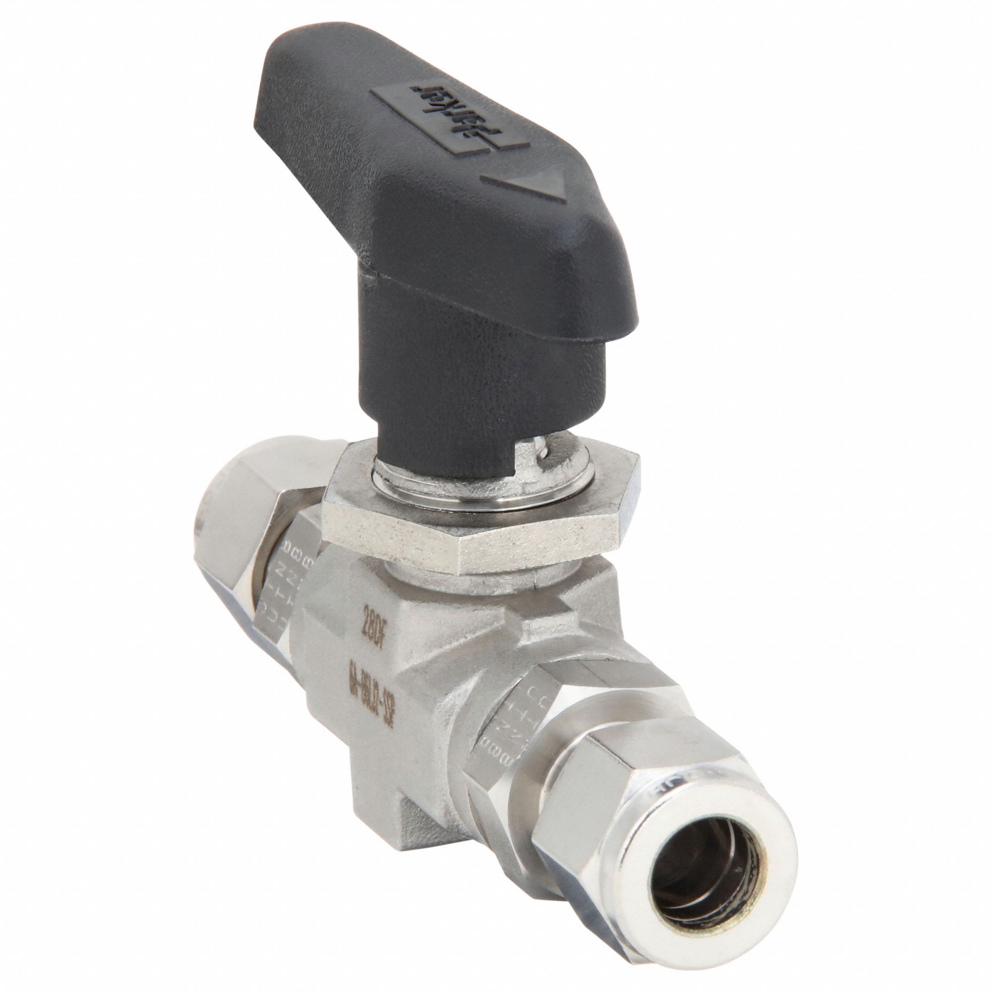 Manual Two-Way Ball Valve: 3/8 in, 316 Stainless Steel, Straight, Sweat x Sweat, Three-Piece