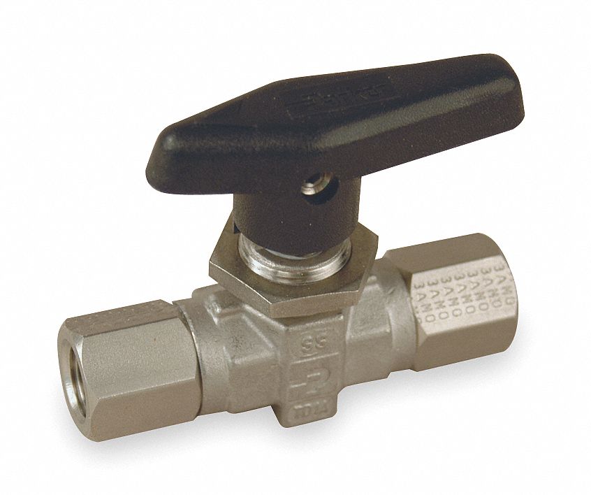 Parker 316 Stainless Steel Inline Needle Valve – 1/4 NPT Female Ports, 5000 Psi, PTFE Stem Seal – For Process, Power & Instrumentation Systems