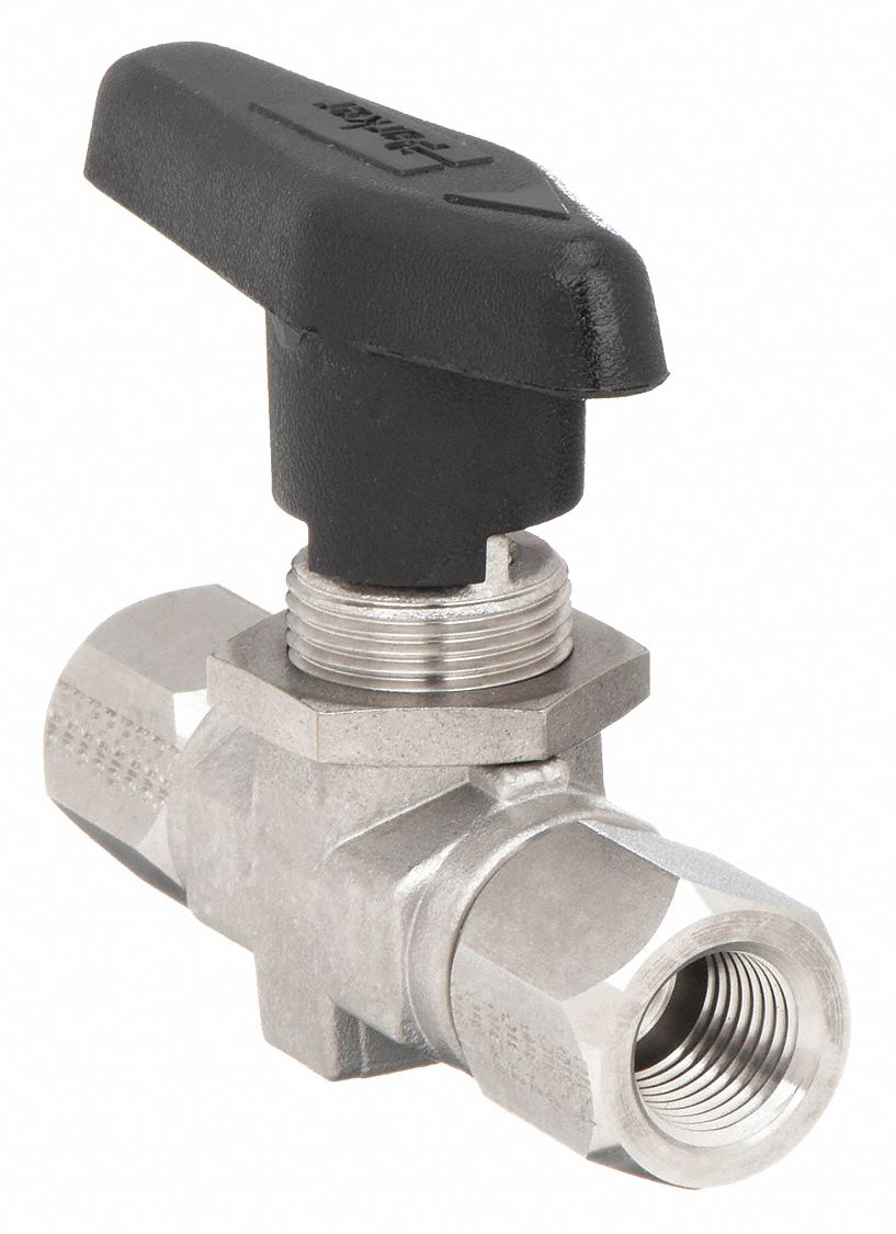 PARKER, 1/2 in, 316 Stainless Steel, Manual Two-Way Ball Valve