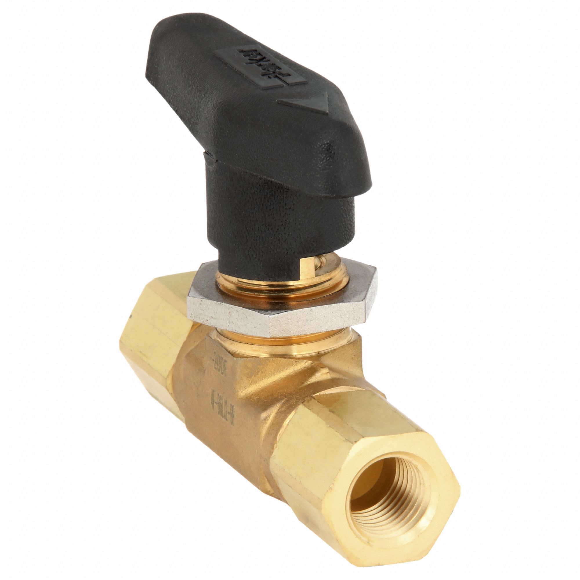 Manual Two-Way Ball Valve: 1/4 in, Brass, Straight, FNPT x FNPT, Std Port Ball Port, Lever