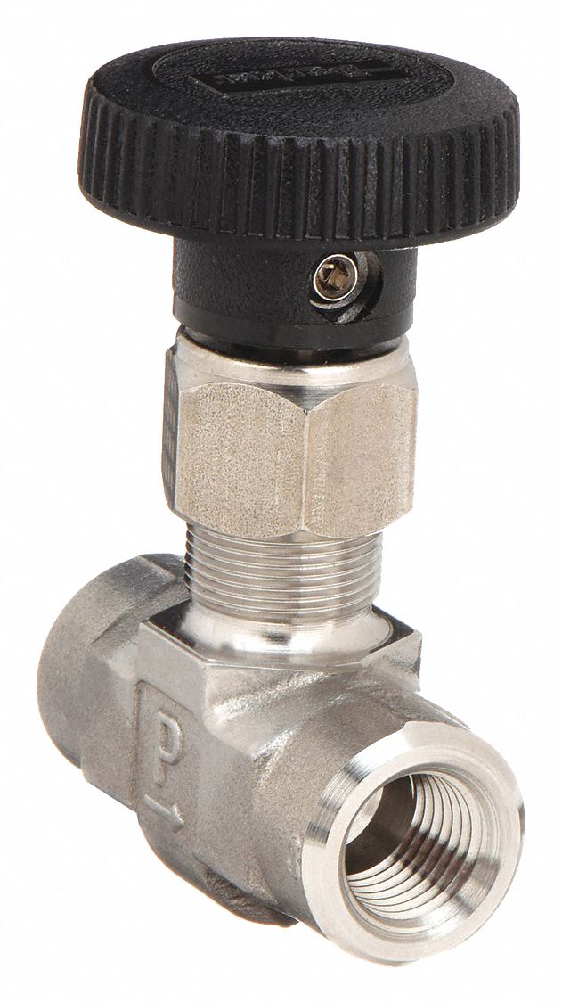 Needle Valve: Inline Valve Body, 316 Stainless Steel, Integral Bonnet, 1/4 in Pipe Size, NPT