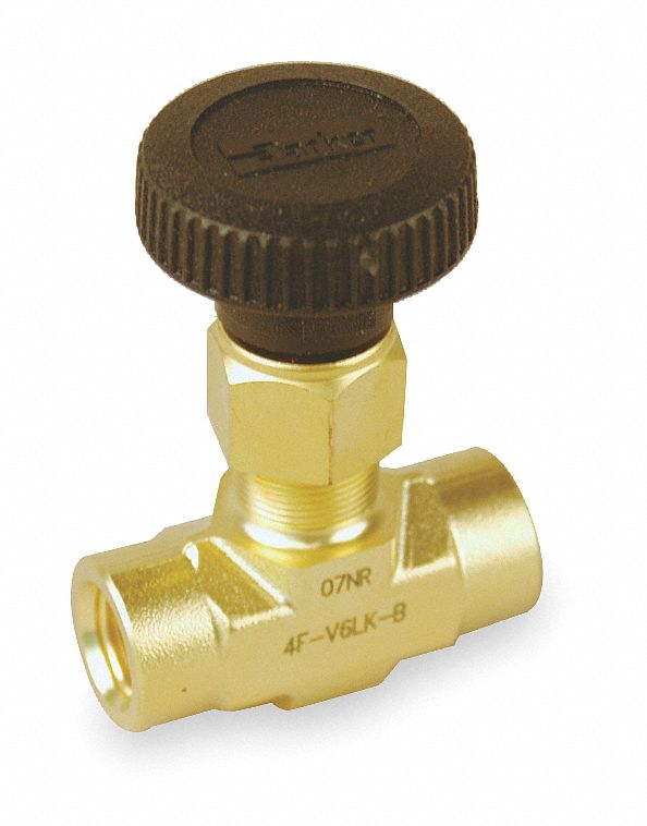 PARKER Needle Valve Straight Fitting, Brass, 1/4 in Pipe Size, FNPT