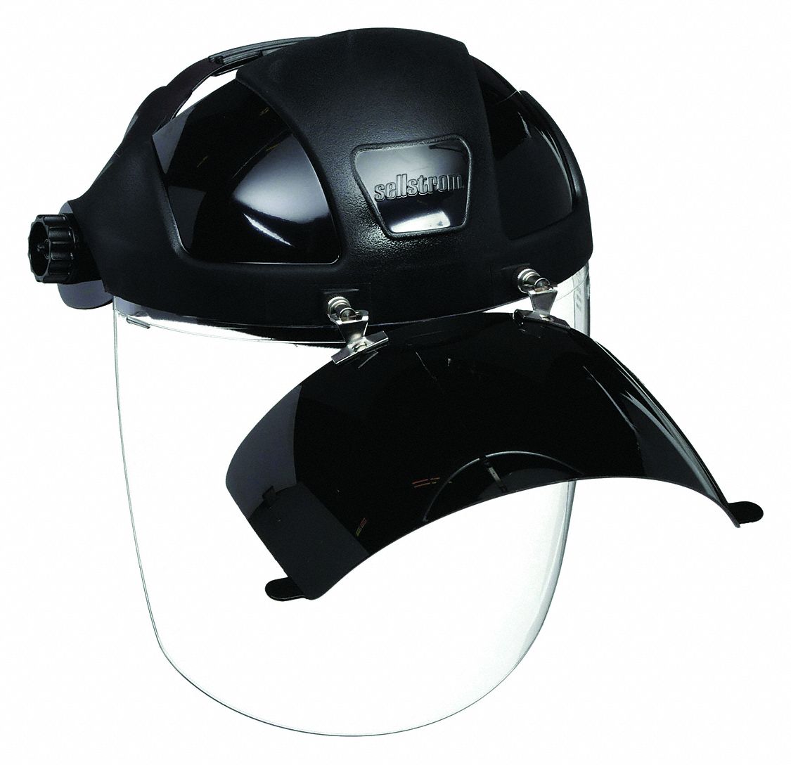 FACESHIELD, SINGLE CROWN, RATCHET, W8, ANTI-FOG, NYLON/PC, CSA, 12⅛X9X0.06 IN