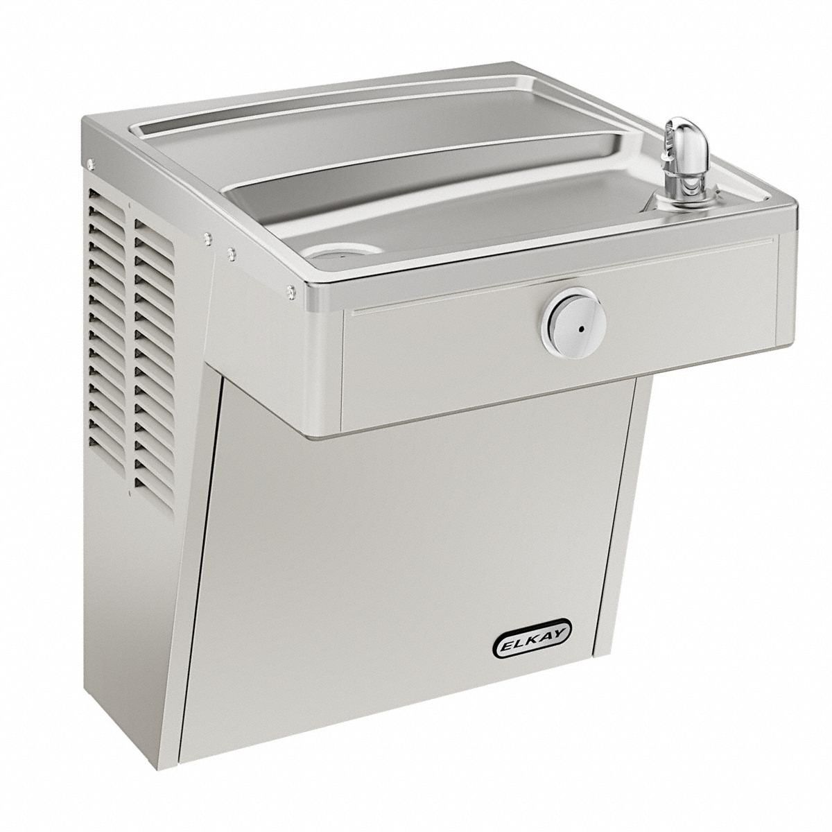 Drinking Fountain: On-Wall, 20 5/8 in Ht, 18 1/2 in Dp, 18 in Overall Wd, ADA Compliant, Gray