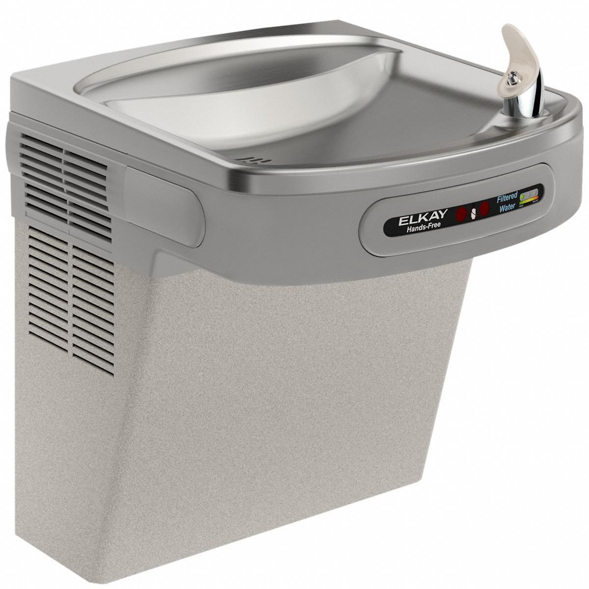 Drinking Fountain: On-Wall, 19 13/16 in Ht, Sensor, 8 gph @ 50°F, Gray, Vinyl Clad Steel