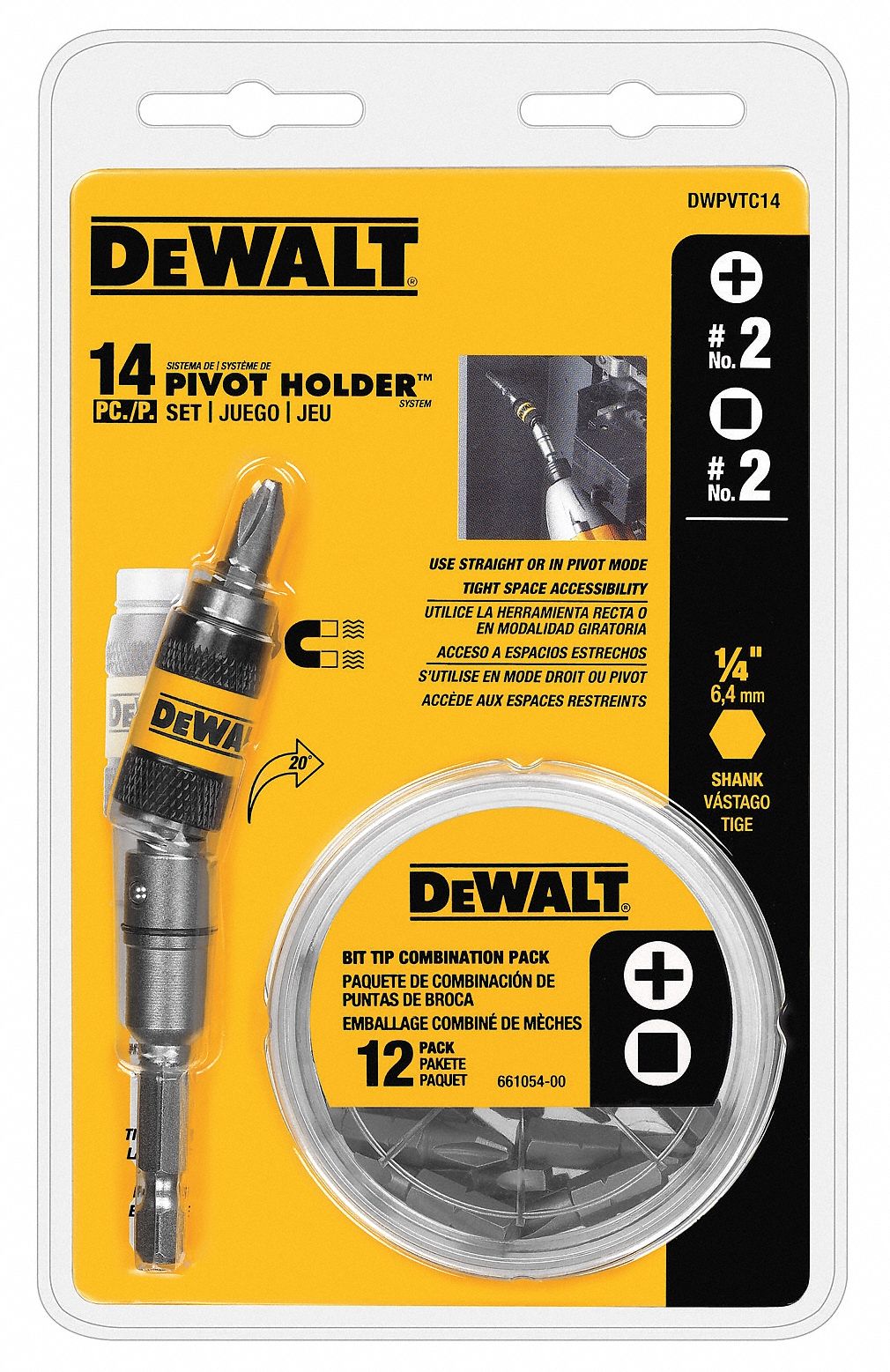 Pivot Bit Set, 14 Pcs., 1/4" Shank