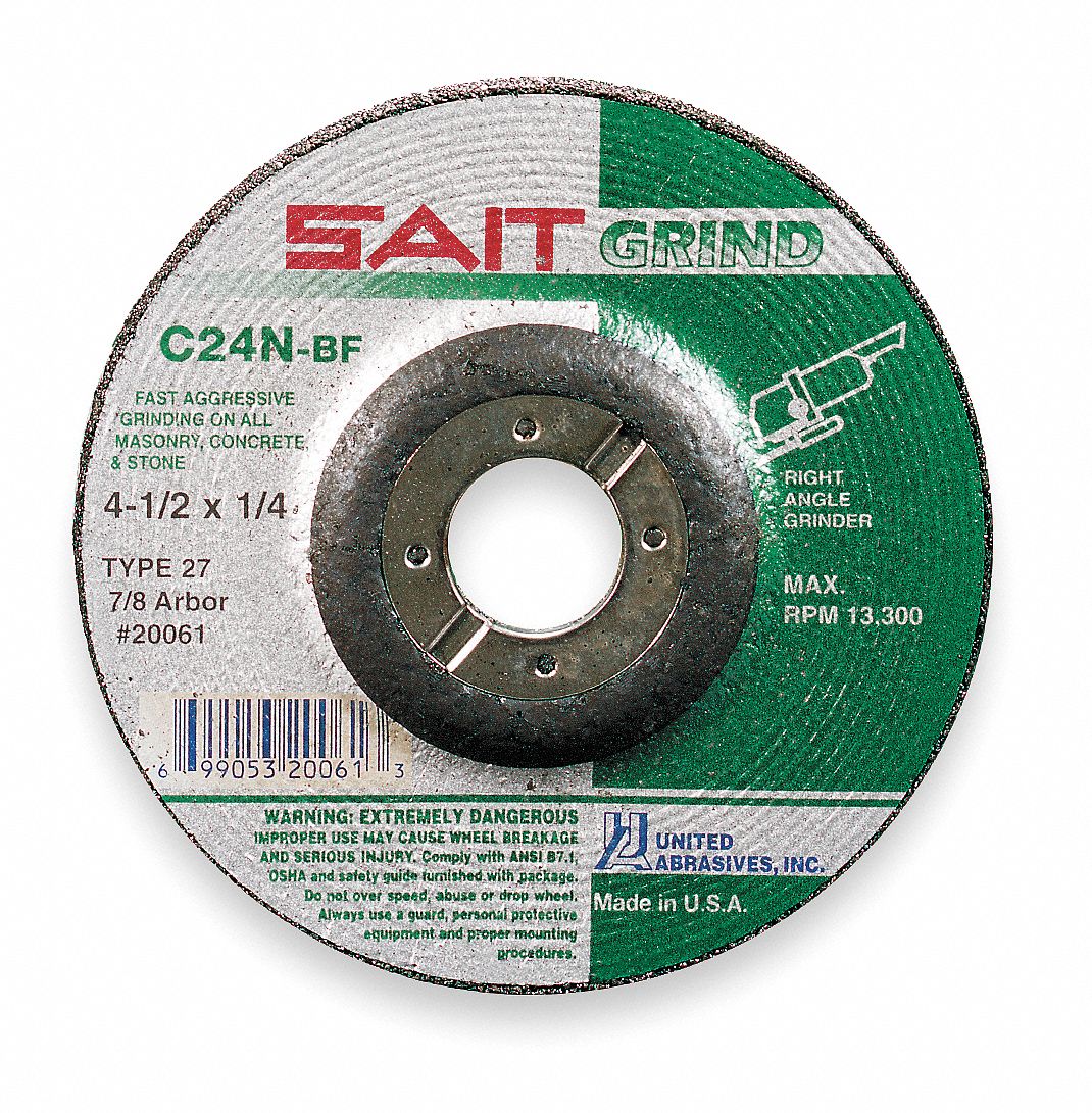 UNITED ABRASIVES-SAIT DEPRESSED CENTRE GRINDING WHEEL, TYPE 27, 7