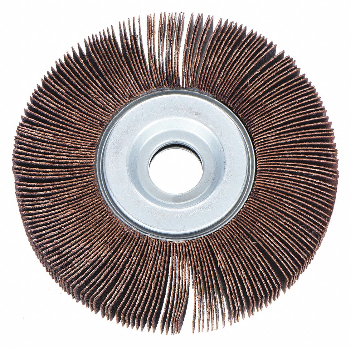 FLAP WHEEL, 8 IN DIAMETER X 1 IN W, 1 IN ARBOUR, ALUMINUM OXIDE, P60 GRIT, Y WEIGHT COTTON, R369