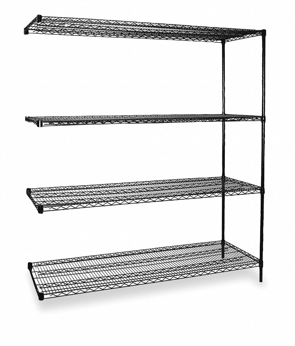 GRAINGER APPROVED AddOn Wire Shelving Unit, 60 inW x 18 inD x 63 inH