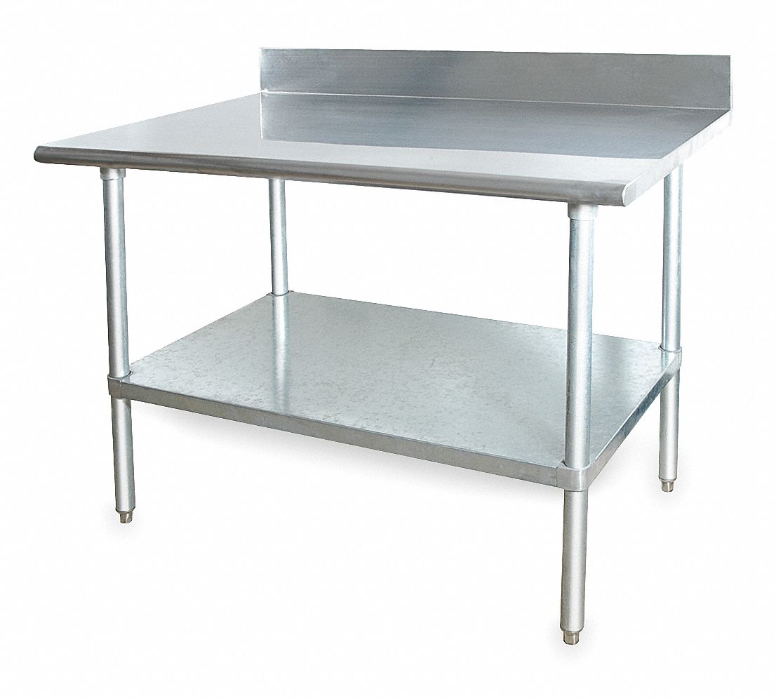WORK TABLE, FIXED H, STAINLESS STEEL, 72 IN X 30 IN, 600 LB OVERALL LOAD CAPACITY