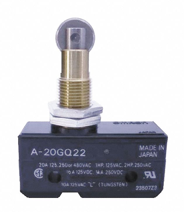 Snap Action Switch: Roller Plunger Actuator, 1NO/1NC, Solder